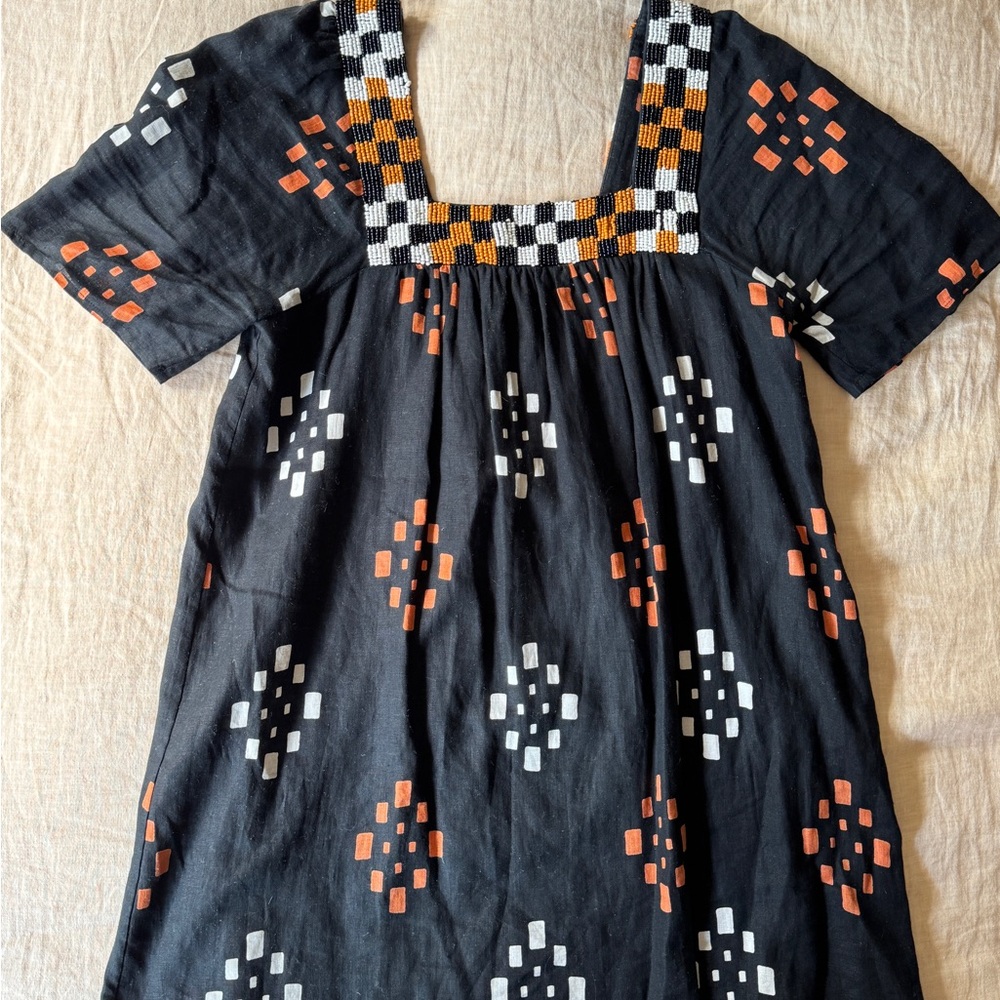 Sezane Caitlin Dress - Bicolor Geometric print - Linen